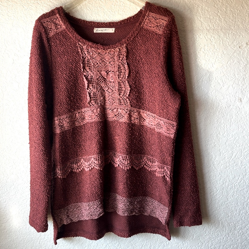 Comme Toi Bordeaux Pink Lace Blouse wmns S